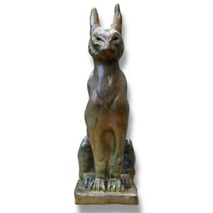 Umberto Mastroianni - Chat en Céramique Polychrome - Italie années 1920